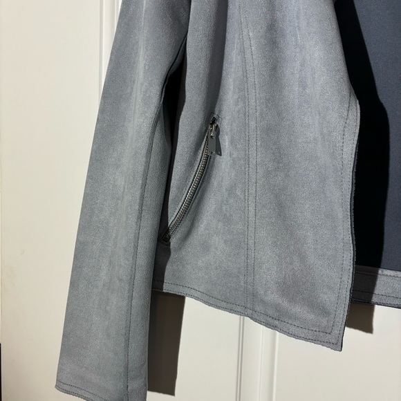 Philosophy Faux Suede Dusty Blue Open Jacket, Size Small - Picture 4 of 14